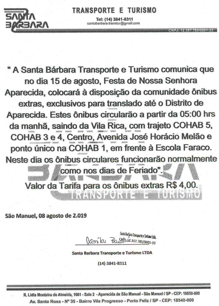 comunicado-sta-barbara-734x1024 São Manuel: Transporte público terá linhas adicionais até Aparecida