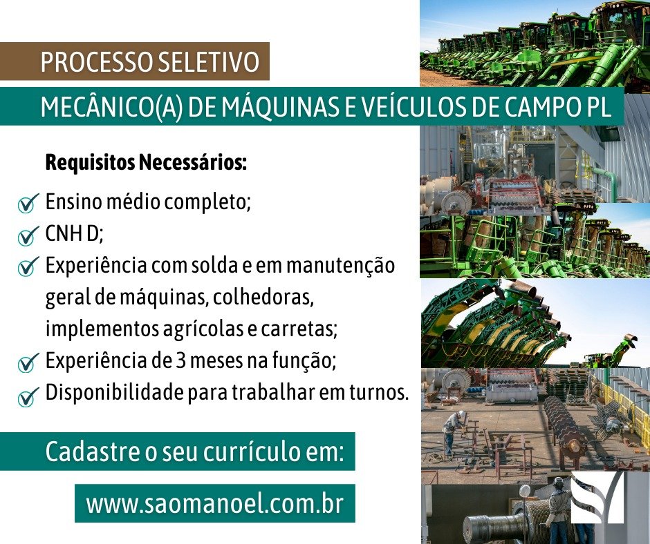 Usina São Manoel oferece várias oportunidades de emprego