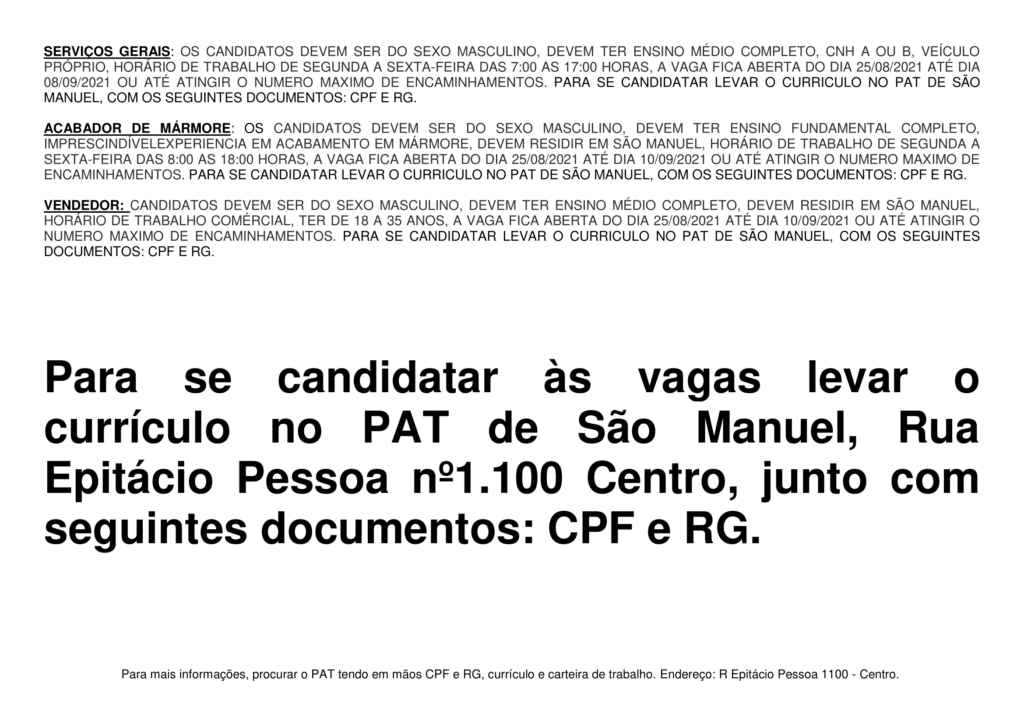 vagas-diarias-25-08-2021-4-1024x724 PAT de São Manuel divulga 13 oportunidades de emprego