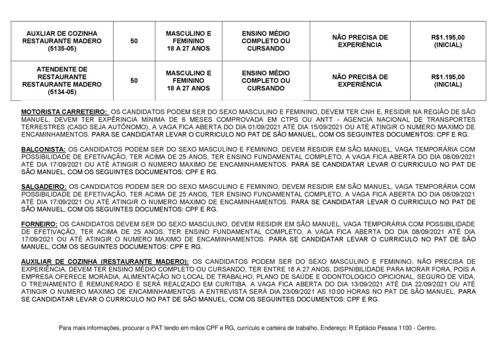 2-1024x724 Confira as oportunidades de emprego do PAT de São Manuel