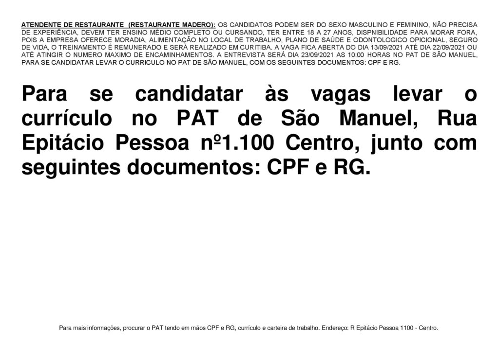 3-1024x724 Confira as oportunidades de emprego do PAT de São Manuel