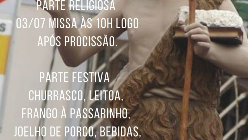 Dia 03 tem festa de São João Batista na Igualdade!