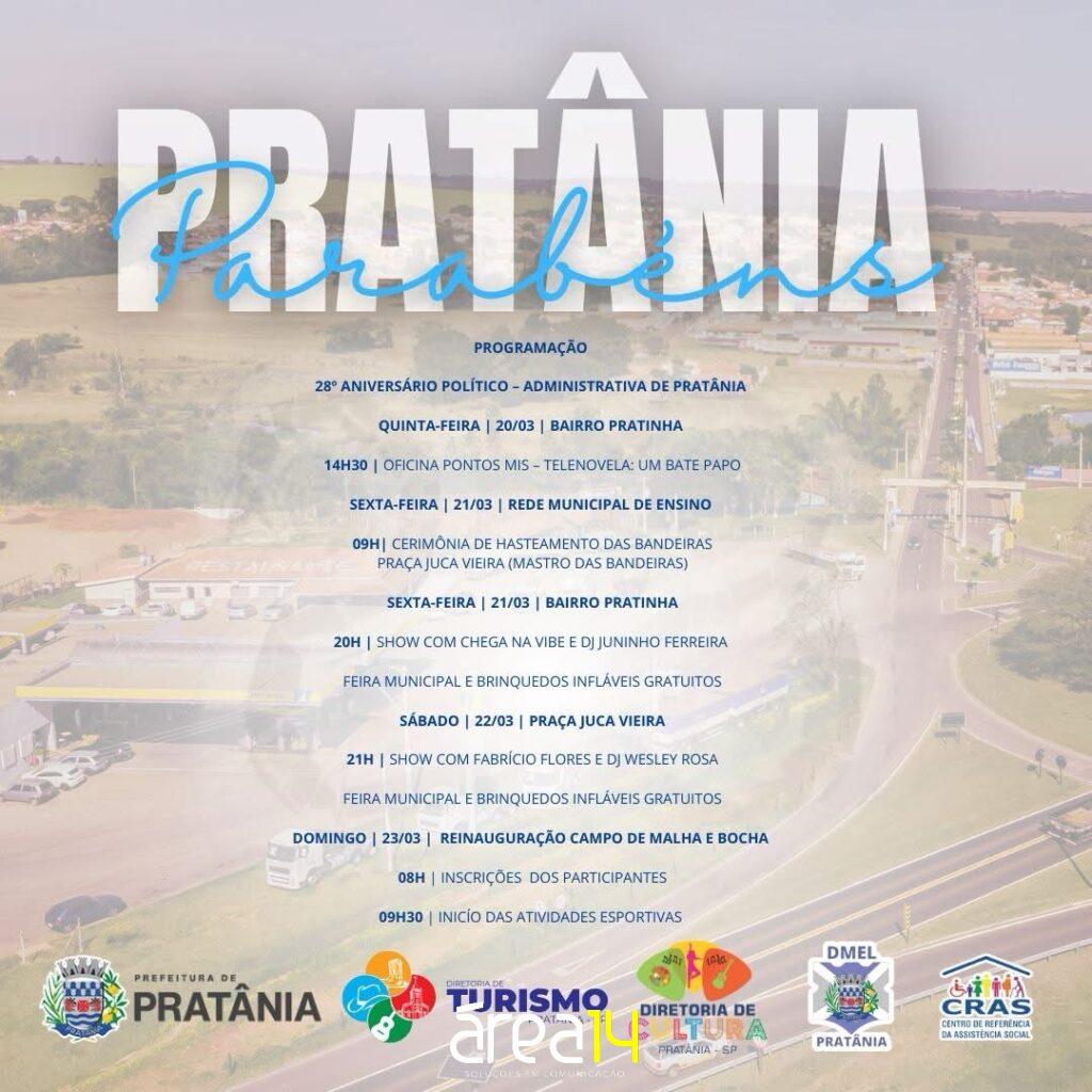 Programação especial do 28º Aniversário de Emancipação Político-Administrativa de Pratânia