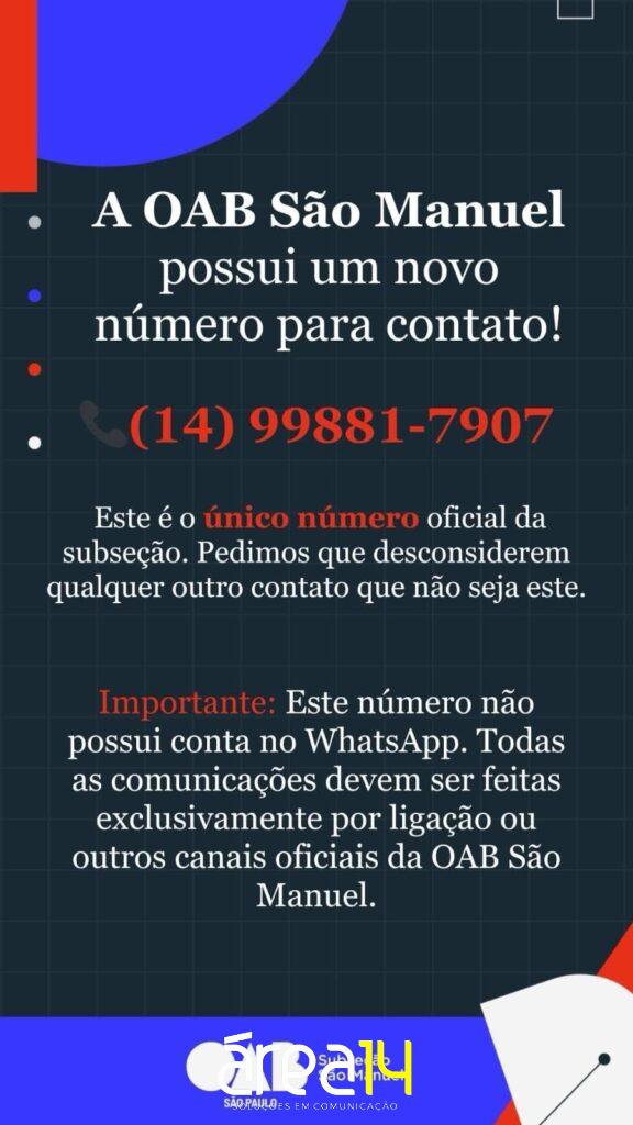 OAB São Manuel divulga novo número de telefone