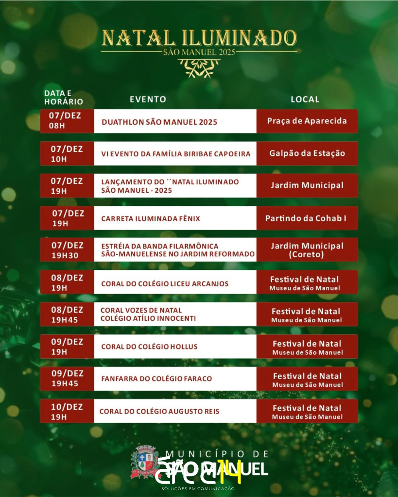 Prefeitura de São Manuel anuncia ‘Natal Iluminado’ com mais de 30 eventos