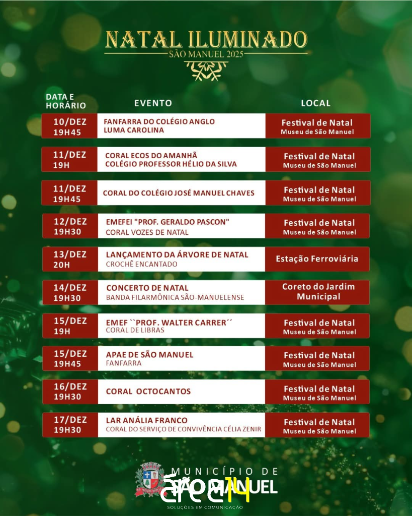 Prefeitura de São Manuel anuncia ‘Natal Iluminado’ com mais de 30 eventos